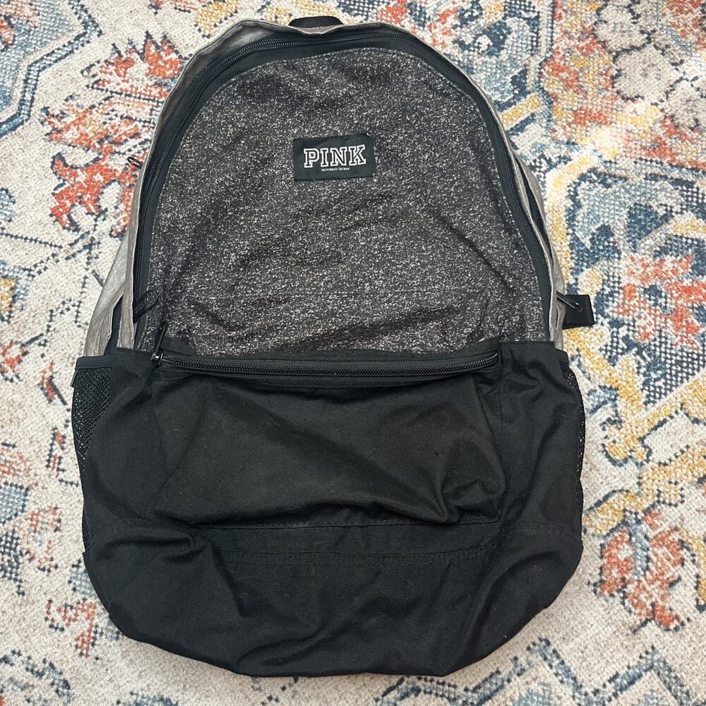 Victoria Secret Pink Campus Heather Charcoal Backpack Laptop Bag